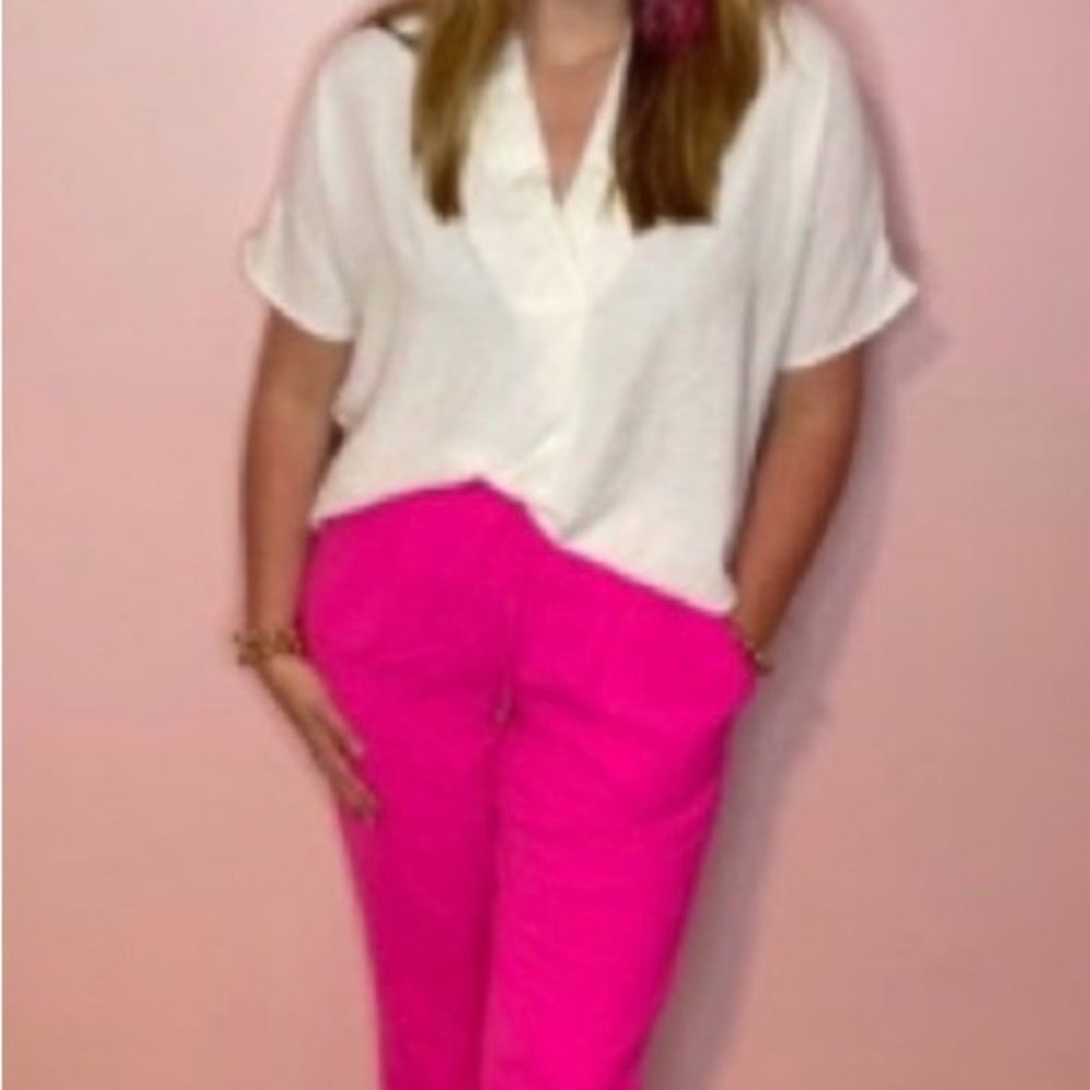 JODIFL Hot Pink Cropped Pants with pockets